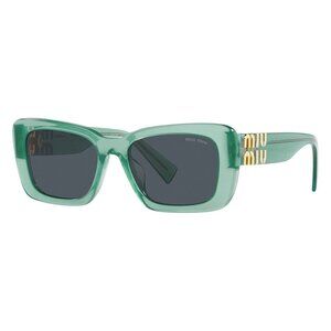 New MIU MIU Green Rectangle SMU 07Y 19L-09T Sunglasses Women